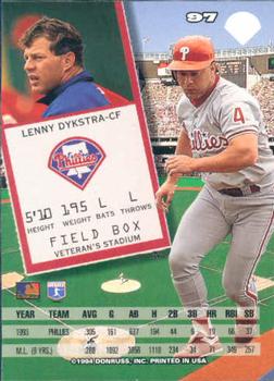 1994 Leaf #97 Lenny Dykstra Back