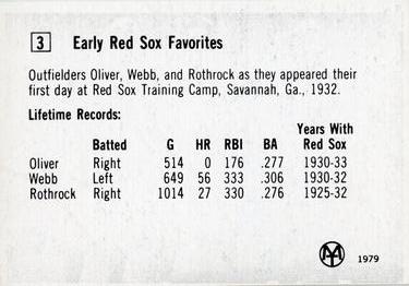 1979 Early Red Sox Favorites #3 Tom Oliver / Earl Webb / Jack Rothrock Back