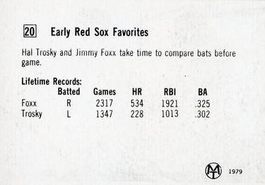 1979 Early Red Sox Favorites #20 Hal Trosky / Jimmie Foxx Back