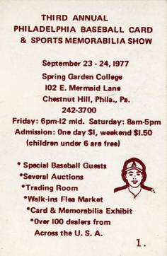 1977 HRT/RES Philadelphia Favorites #1 Connie Mack Back
