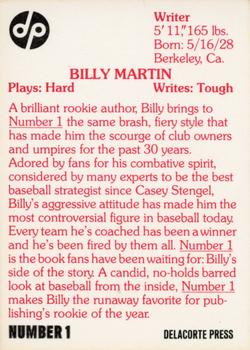 1980 Delacorte Press Billy Martin #1 Billy Martin Back