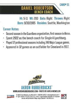 2023 Choice Akron RubberDucks #31 Daniel Robertson Back