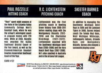 2023 Choice Bowling Green Hot Rods #32 Paul Rozzelle / R.C. Lichtenstein / Skeeter Barnes Back