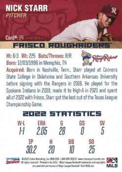 2023 Choice Frisco RoughRiders #24 Nick Starr Back