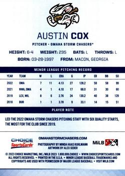 2023 Choice Omaha Storm Chasers #NNO Austin Cox Back