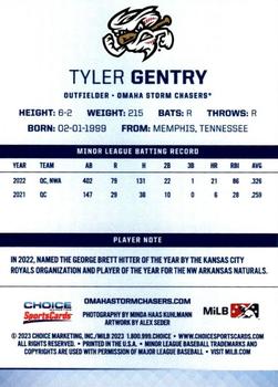 2023 Choice Omaha Storm Chasers #NNO Tyler Gentry Back