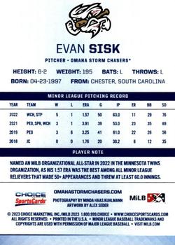 2023 Choice Omaha Storm Chasers #NNO Evan Sisk Back