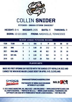 2023 Choice Omaha Storm Chasers #NNO Collin Snider Back