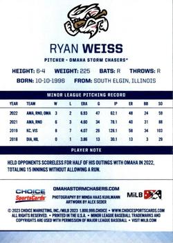 2023 Choice Omaha Storm Chasers #NNO Ryan Weiss Back