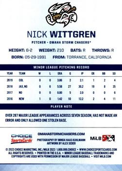 2023 Choice Omaha Storm Chasers #NNO Nick Wittgren Back