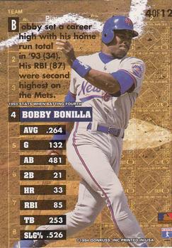 1994 Leaf - Clean-Up Crew #4 Bobby Bonilla Back