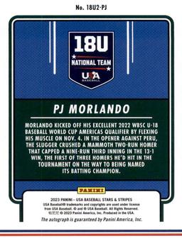 2023 Panini USA Baseball Stars & Stripes - 18U National Team Signatures 2 #18U2-PJ PJ Morlando Back
