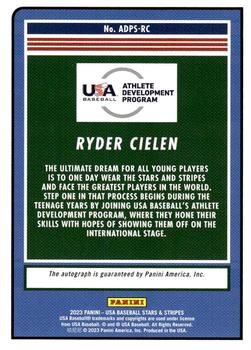 2023 Panini USA Baseball Stars & Stripes - Athlete Development Program Signatures #ADPS-RC Ryder Cielen Back