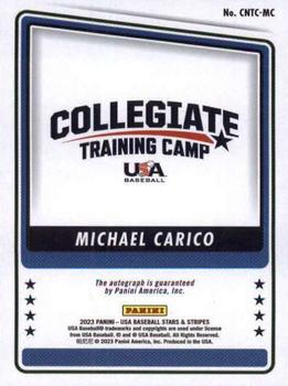 2023 Panini USA Baseball Stars & Stripes - Collegiate National Team Training Camp Signatures #CNTC-MC Michael Carico Back