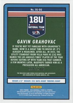 2023 Panini USA Baseball Stars & Stripes - USA Silhouettes Signatures Jerseys #SIL-GG Gavin Grahovac Back