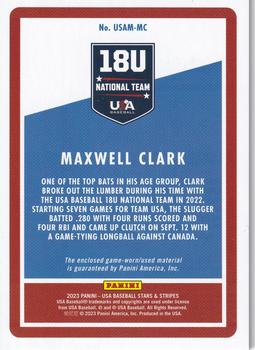 2023 Panini USA Baseball Stars & Stripes - USA Material #USAM-MC Maxwell Clark Back