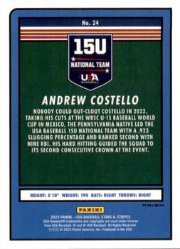 2023 Panini USA Baseball Stars & Stripes - Red, White, & Blue #24 Andrew Costello Back