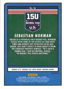 2023 Panini USA Baseball Stars & Stripes - Red, White, & Blue #36 Sebastian Norman Back