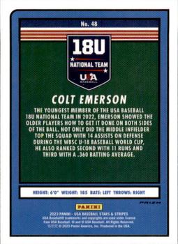 2023 Panini USA Baseball Stars & Stripes - Red, White, & Blue #48 Colt Emerson Back