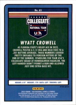 2023 Panini USA Baseball Stars & Stripes - Red, White, & Blue #65 Wyatt Crowell Back