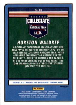 2023 Panini USA Baseball Stars & Stripes - Red, White, & Blue #88 Hurston Waldrep Back