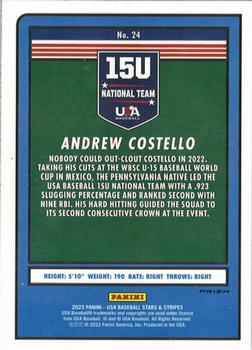2023 Panini USA Baseball Stars & Stripes - Silver #24 Andrew Costello Back