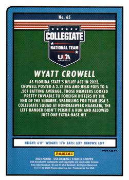 2023 Panini USA Baseball Stars & Stripes - Stars #65 Wyatt Crowell Back