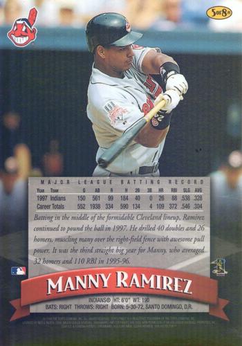 1998 Finest - Box Toppers Refractors (Series Two) #5 Manny Ramirez Back