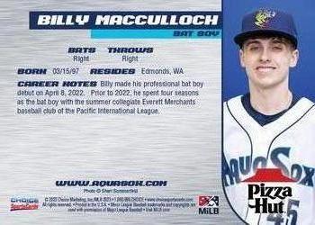 2023 Choice Everett AquaSox #NNO Billy MacCulloch Back