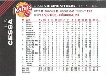 2023 Kahn's Cincinnati Reds #NNO Luis Cessa Back