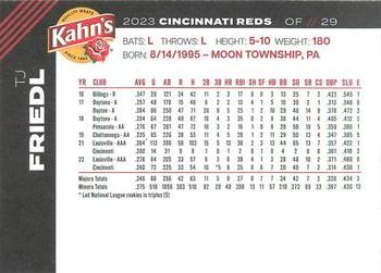 2023 Kahn's Cincinnati Reds #NNO TJ Friedl Back