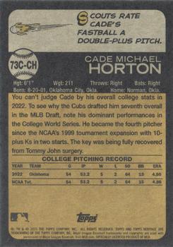 2023 Topps Chicago Cubs Season Ticket Holders #73C-CH Cade Horton Back