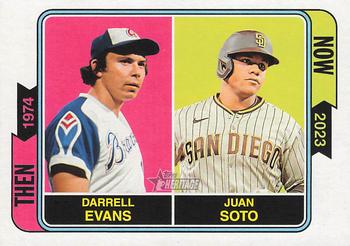 2023 Topps Heritage - Then and Now #TAN-5 Darrell Evans / Juan Soto Front