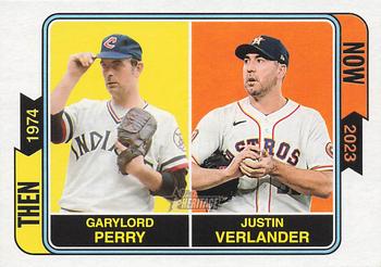 2023 Topps Heritage - Then and Now #TAN-6 Gaylord Perry / Justin Verlander Front
