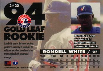1994 Leaf - Gold Leaf Rookies #2 Rondell White Back