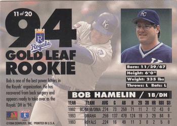 1994 Leaf - Gold Leaf Rookies #11 Bob Hamelin Back