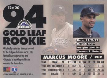 1994 Leaf - Gold Leaf Rookies #12 Marcus Moore Back