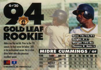 1994 Leaf - Gold Leaf Rookies #4 Midre Cummings Back