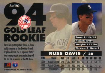 1994 Leaf - Gold Leaf Rookies #8 Russ Davis Back