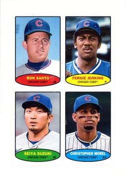 2023 Topps Heritage - 1974 Topps Stamps #74BS-9 / 74BS-10 / 74BS-11 / 74BS-12 Ron Santo  / Fergie Jenkins  / Seiya Suzuki  / Christopher Morel Front