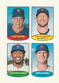 2023 Topps Heritage - 1974 Topps Stamps #74BS-69 / 74BS-70 / 74BS-71 / 74BS-72 Tom Seaver  / Max Scherzer  / Francisco Lindor  / Pete Alonso Front