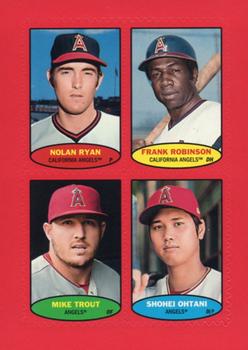 2023 Topps Heritage - 1974 Topps Stamps Red #74BS-1 / 74BS-2 / 74BS-3 / 74BS-4 Nolan Ryan / Frank Robinson / Mike Trout / Shohei Ohtani Front