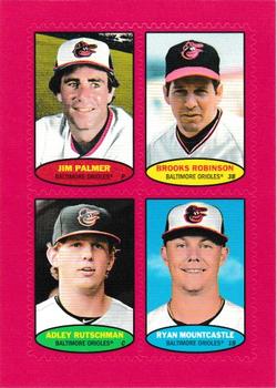2023 Topps Heritage - 1974 Topps Stamps Red #74BS-49 / 74BS-50 / 74BS-51 / 74BS-52 Jim Palmer  / Brooks Robinson  / Adley Rutschman  / Ryan Mountcastle Front