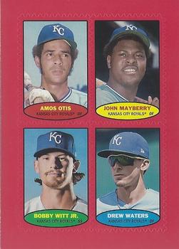 2023 Topps Heritage - 1974 Topps Stamps Red #74BS-57 / 74BS-58 / 74BS-59 / 74BS-60 Amos Otis  / John Mayberry  / Bobby Witt Jr.  / Drew Waters Front