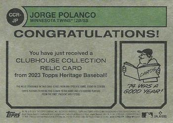 2023 Topps Heritage - Clubhouse Collection Relics #CCR-JP Jorge Polanco Back