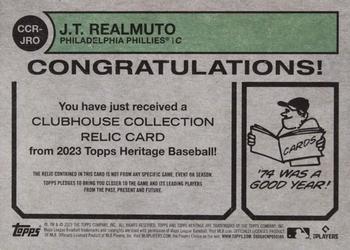 2023 Topps Heritage - Clubhouse Collection Relics #CCR-JRO J.T. Realmuto Back