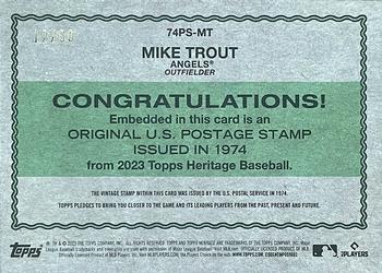 2023 Topps Heritage - 1974 U.S. Postage Stamp Relics #74PS-MT Mike Trout Back