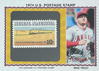 2023 Topps Heritage - 1974 U.S. Postage Stamp Relics #74PS-MT Mike Trout Front