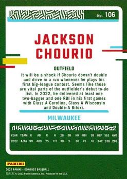2023 Donruss - Holo Blue #106 Jackson Chourio Back