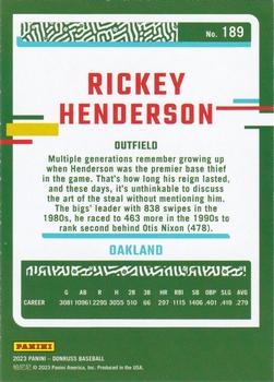 2023 Donruss - Holo Blue #189 Rickey Henderson Back